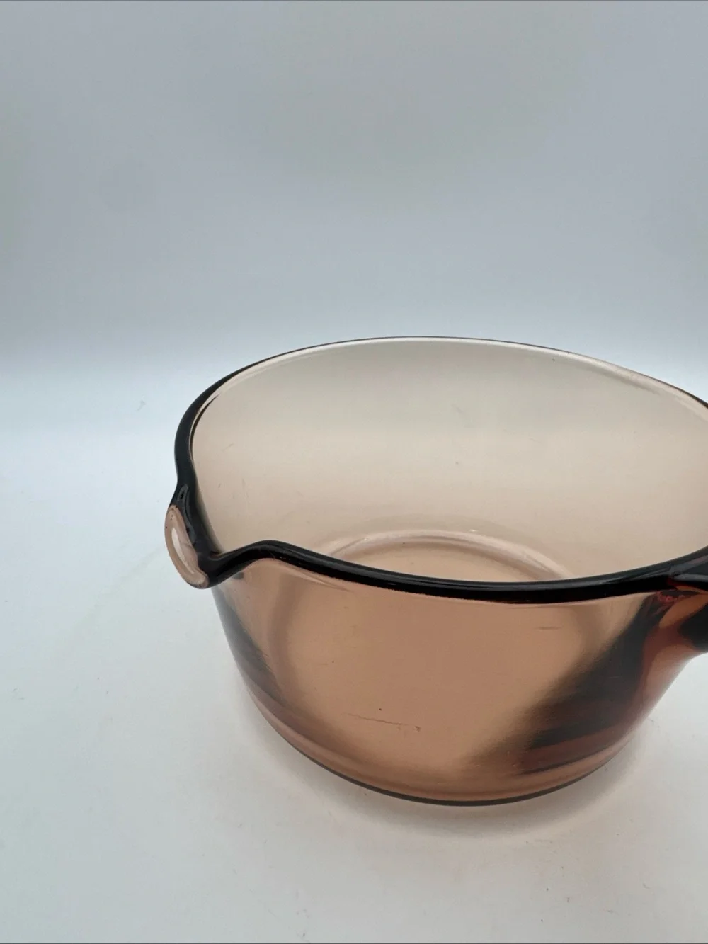Vtg Vision Corning Ware USA 1L Amber Sauce Pan Pot w/Pour Spout & Pyrex Lid